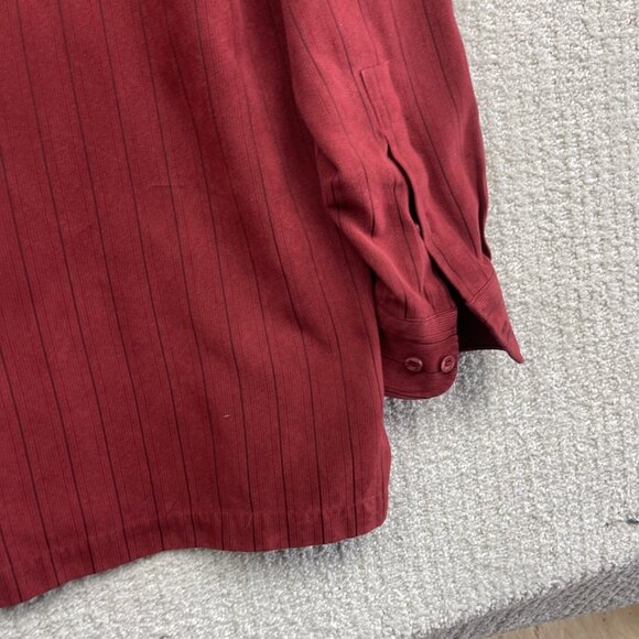 Vintage Pierre Cardin Faux Suede Dark Red Dress Shirt Men Size M Button Up - Picture 11 of 13